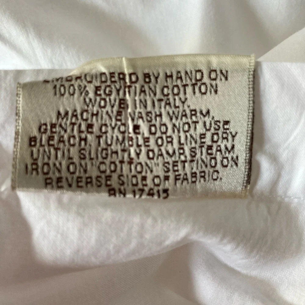 Sferra Bros Italian Egyptian cotton duvet cover hand embroidered floral lace.